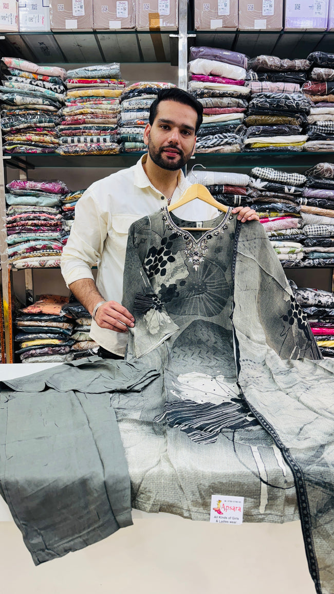 Pure Crepe Digital Print Plazo Suit Hover Image