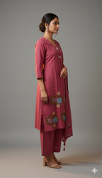 Cinnamon Pink Frok Suit with Thread Work