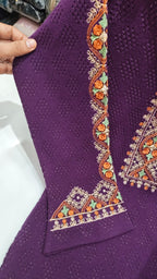 Woolen Pant Suit with Full lengh Banarasi Dupatta along with Beautiful Thread work