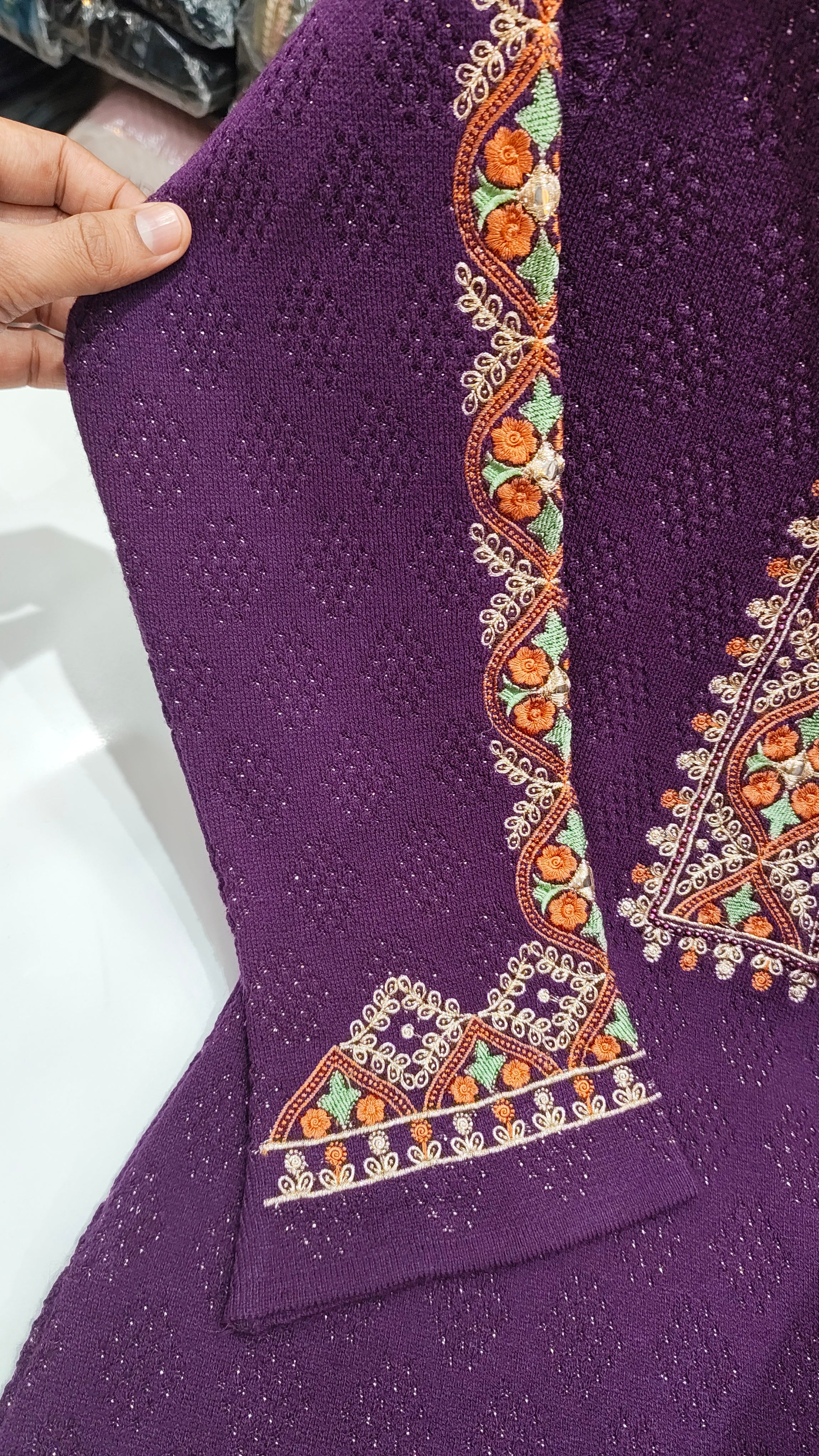 Woolen Pant Suit with Full lengh Banarasi Dupatta along with Beautiful Thread work