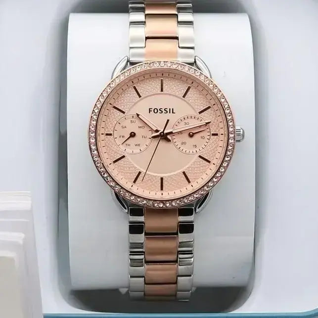 Fossil Silver Rose Gold Watch ( First Copy )