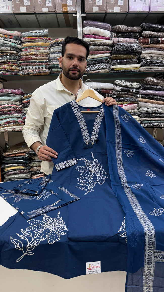 Pure Cotton Embroidered Plazo Suit Hover Image