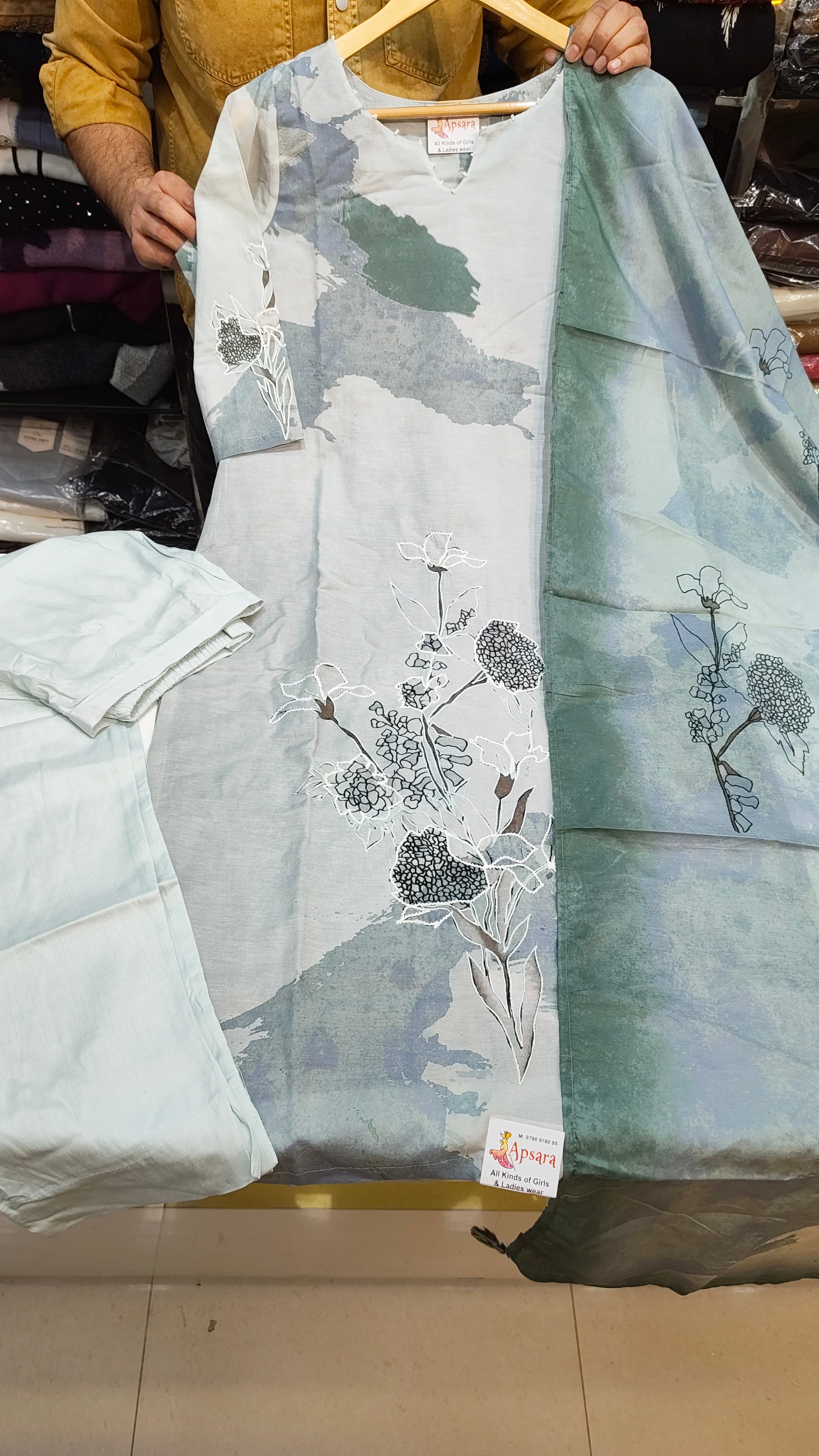 Mull Chanderi Plazo Suit Variant -3