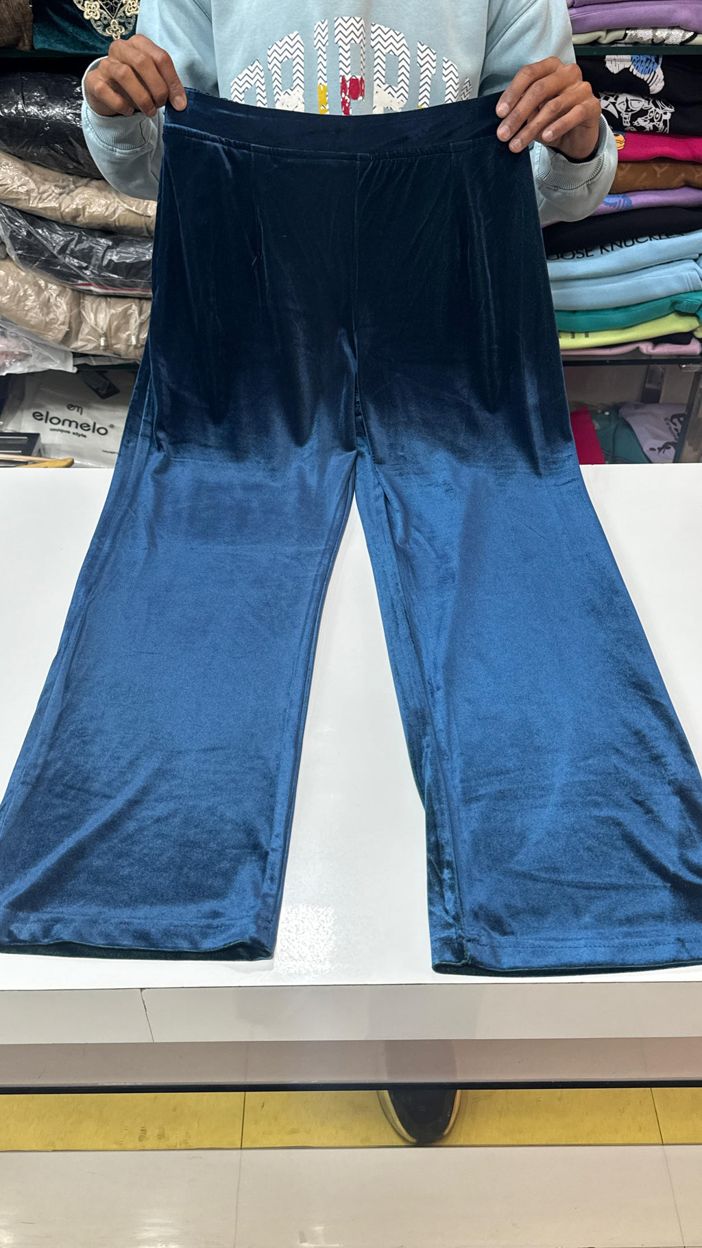 Peacock Blue Valvet Frok Suit
