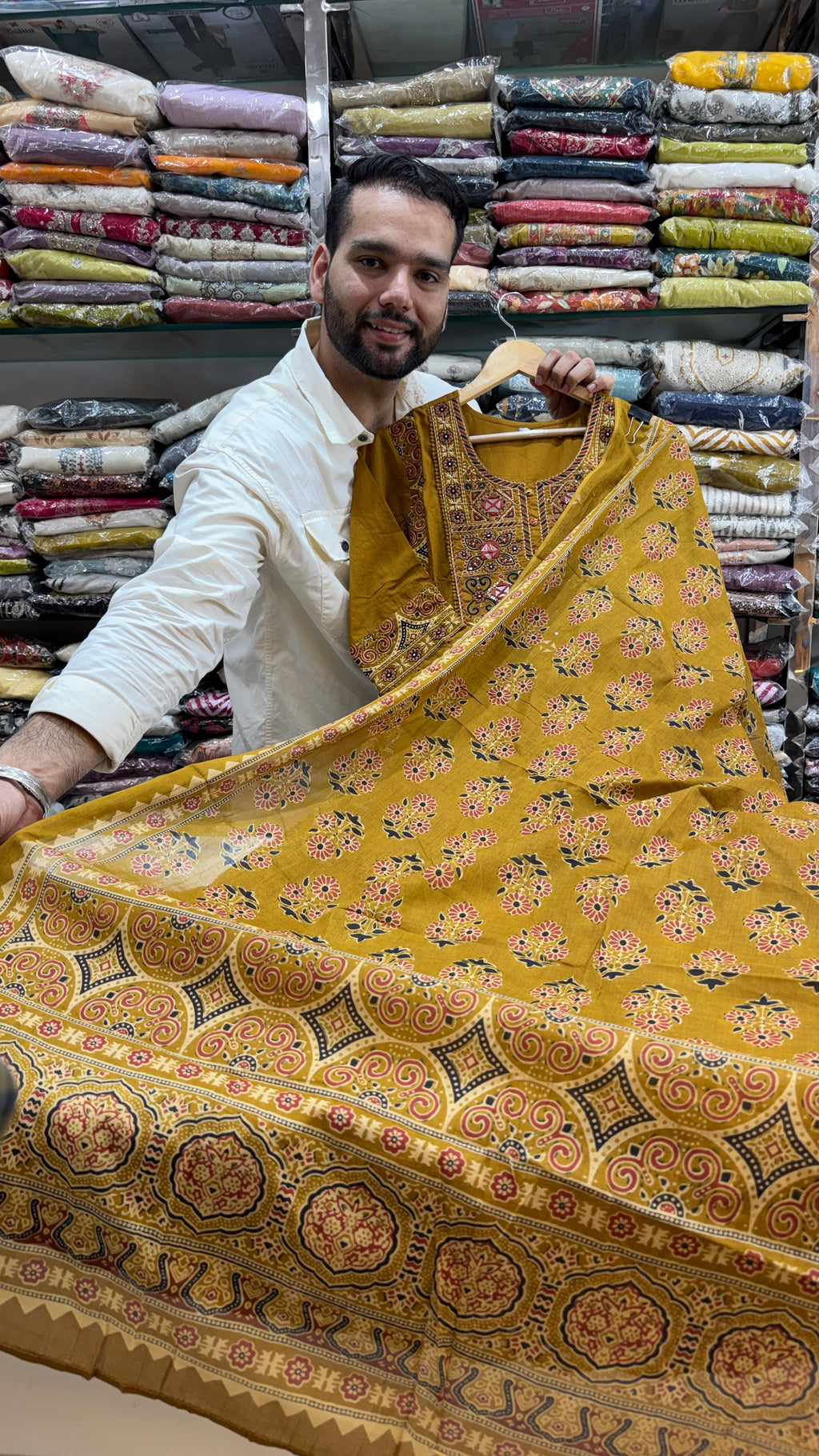 Pure Cotton Dark Mustard Frok Suit