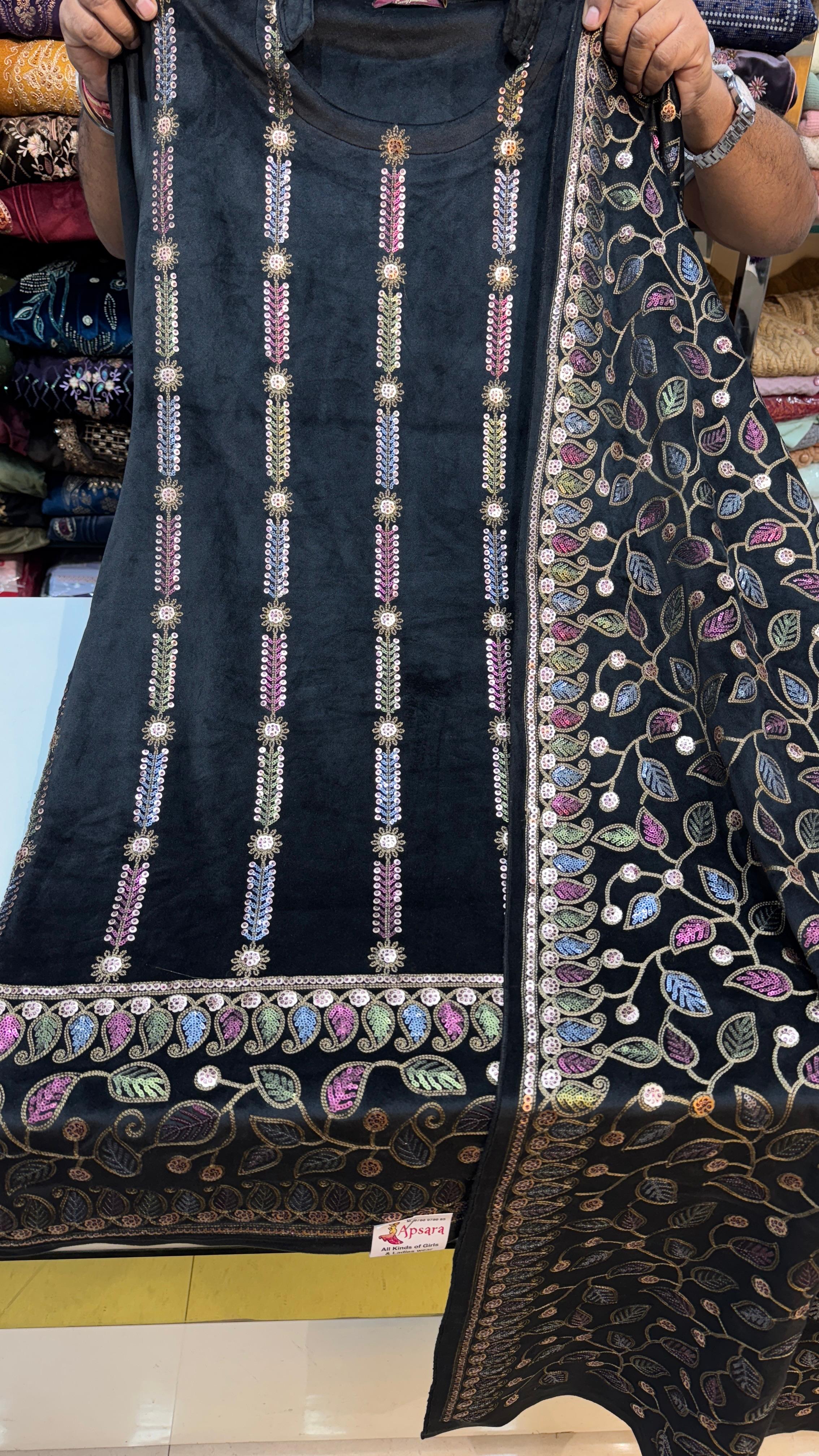 Black Valvet Suit with Heavy Stole