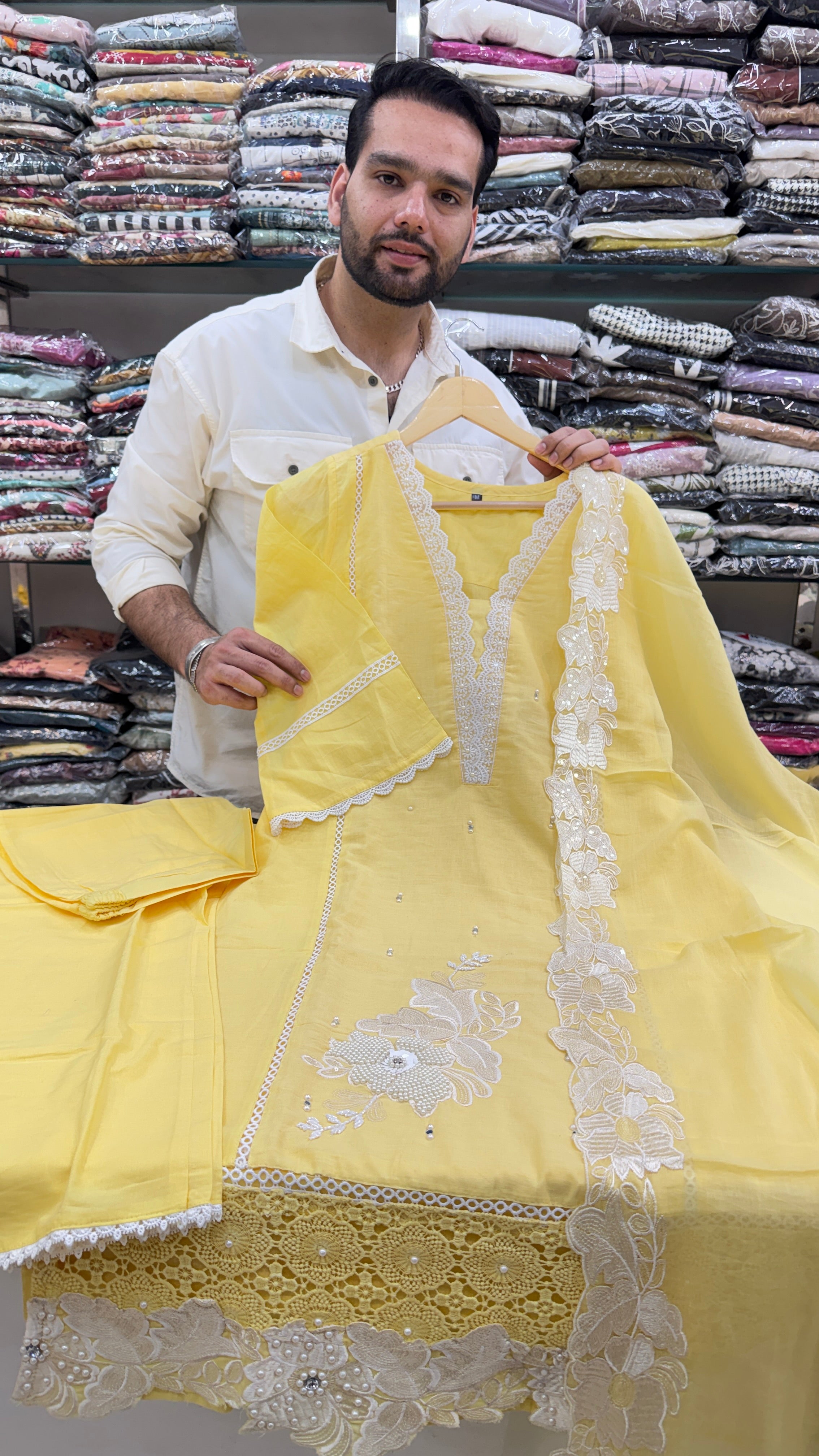 Pure Cotton Light Yellow Plazo Suit