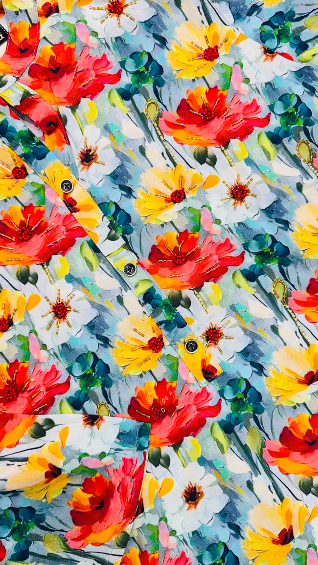 Digital Print Hand Work Rayon Co-ord Set Main Image