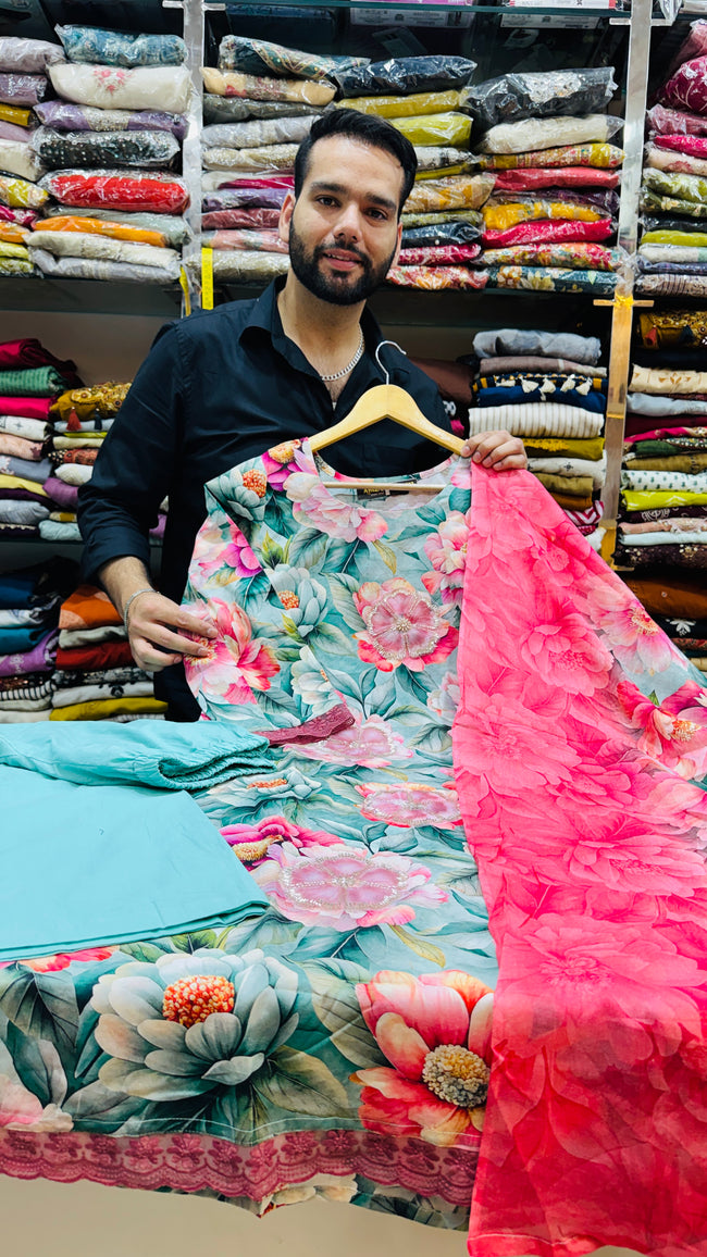 Pure Cotton Printed Plazo Suit Hover Image