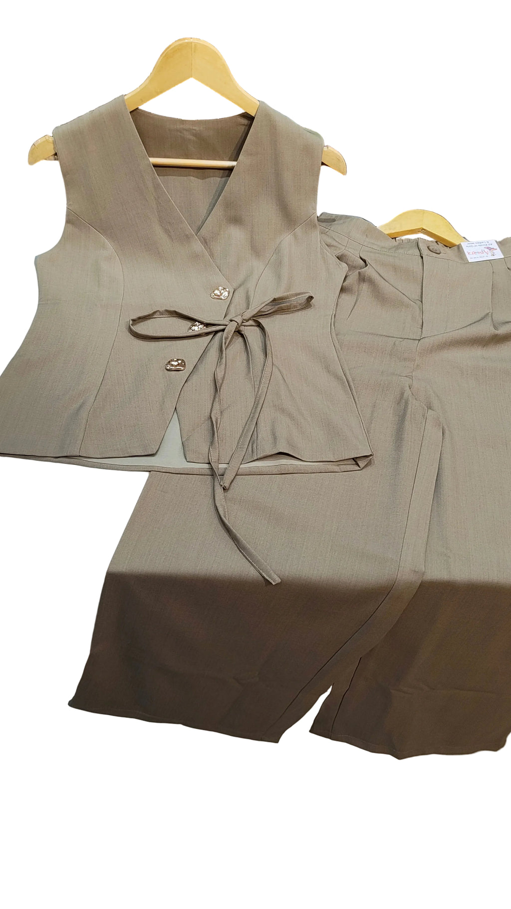 Sleeveless Imported Co-ord Set(Camel Colour)