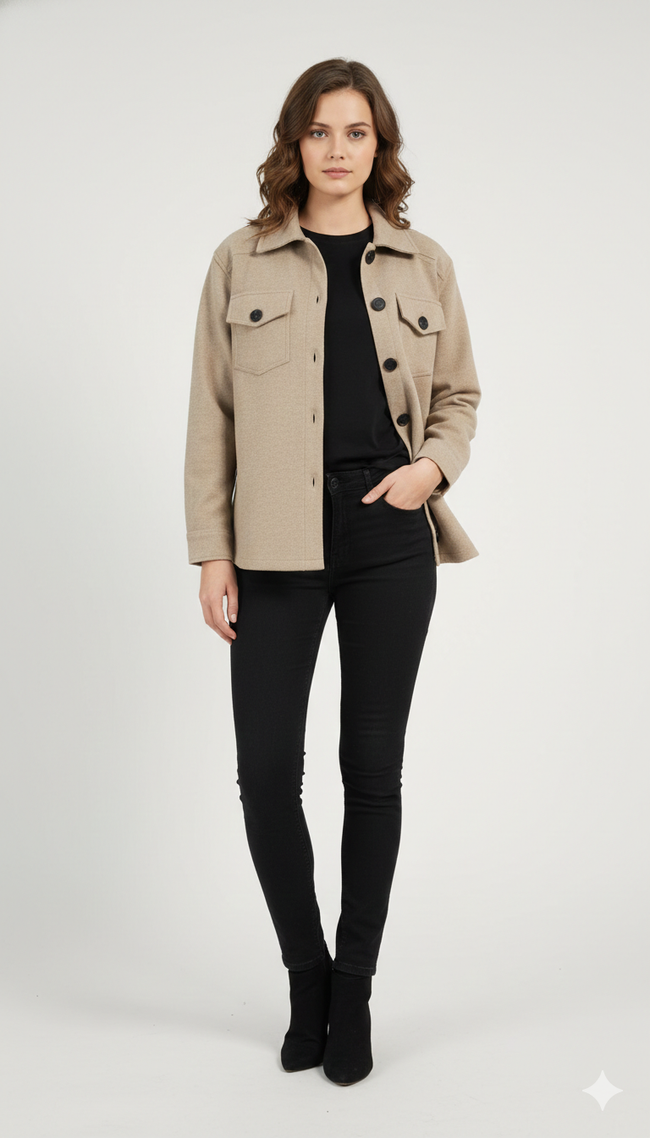 Premium Belt Length Shacket Hover Image