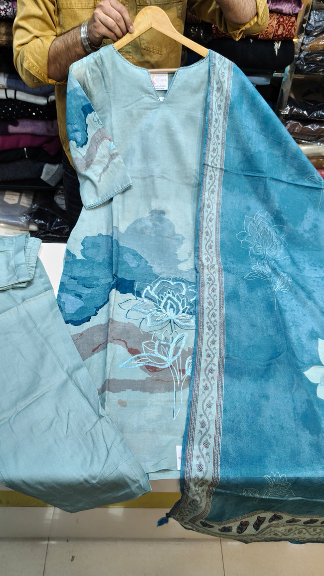 Mull Chanderi Plazo Suit Variant-2 Hover Image