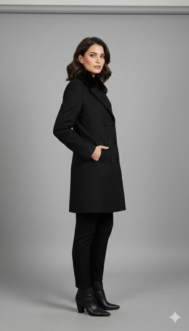 Black Tweet Long Blazer Main Image