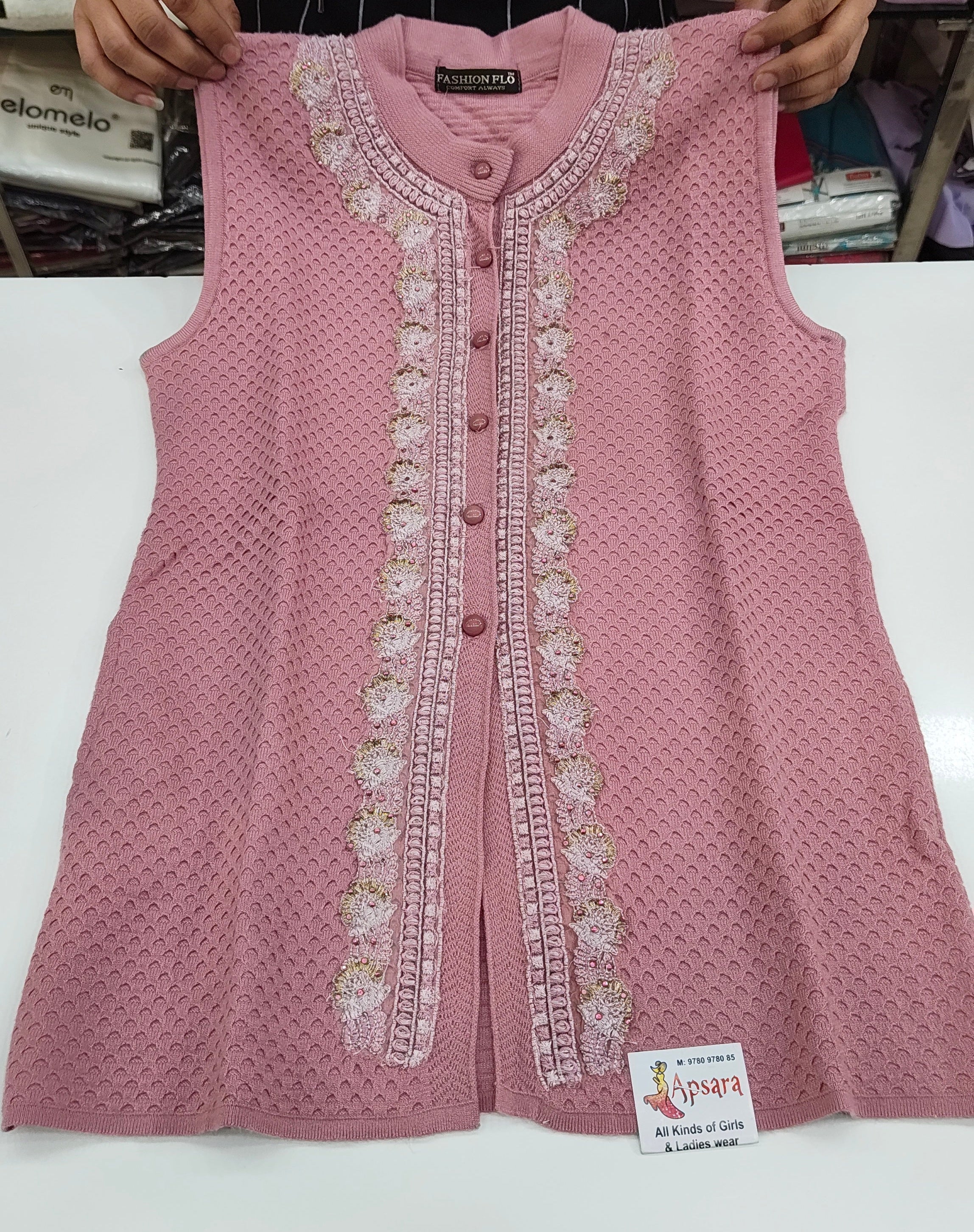 Thread and Zari Work Sleeveless Cardigan