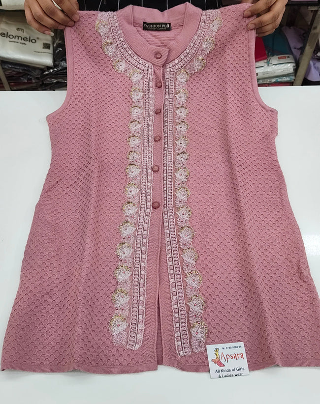 Thread and Zari Work Sleeveless Cardigan Hover Image