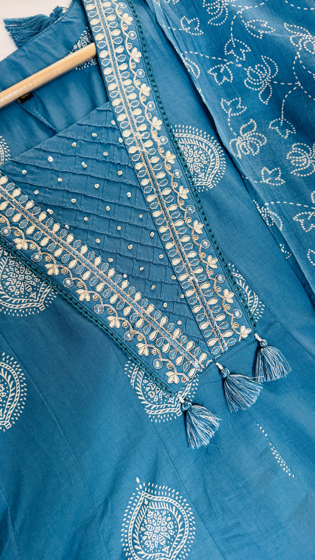 Anarkali | Pure Cotton Dusty Blue Frok Suit