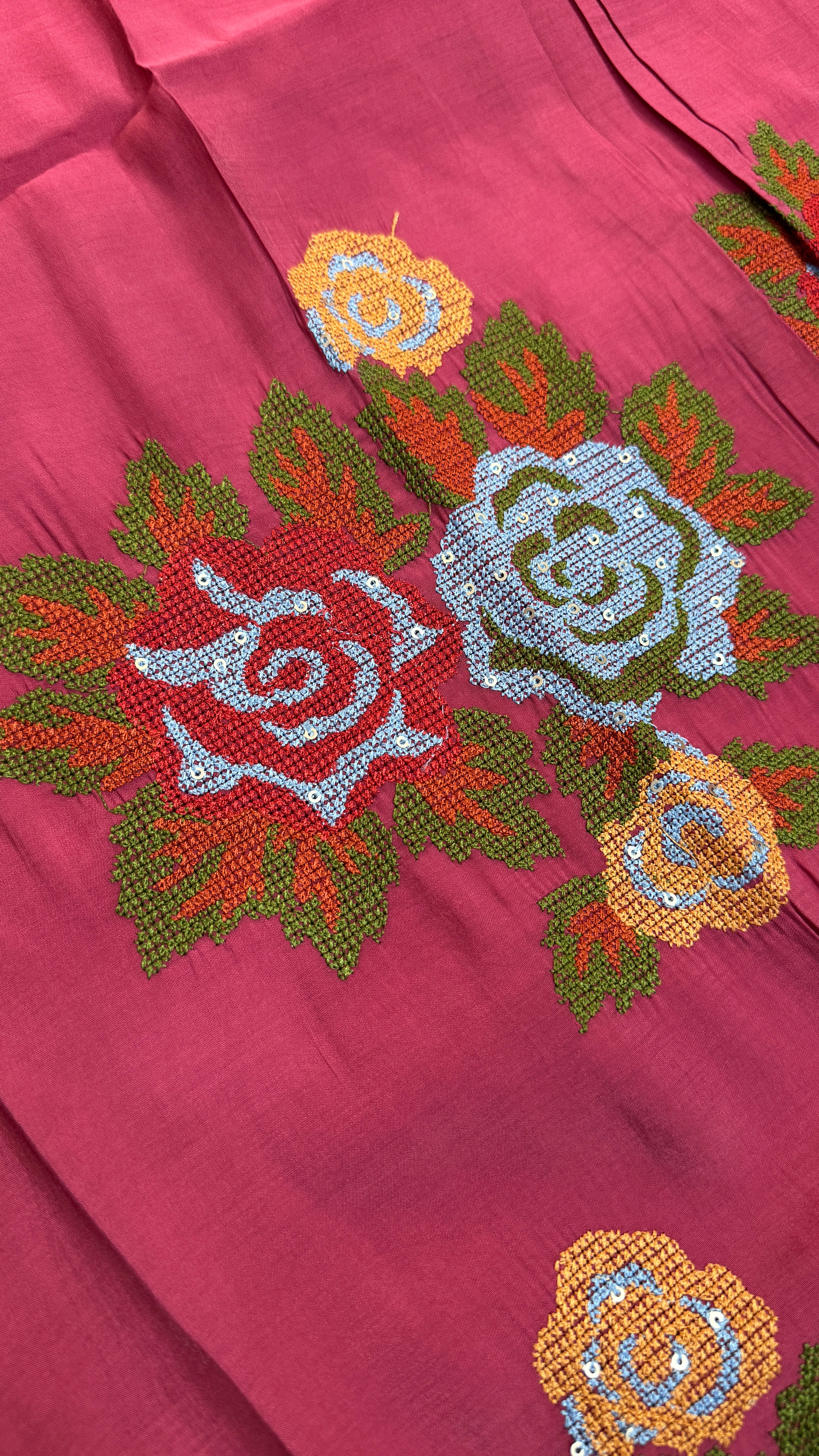 Cinnamon Pink Frok Suit with Thread Work