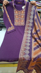 Woolen Pant Suit with Full lengh Banarasi Dupatta along with Beautiful Thread work