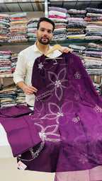 Dark Wine Embroidered Plazo Suit