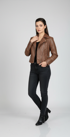 LJ 1023 Crop  Leather Jacket