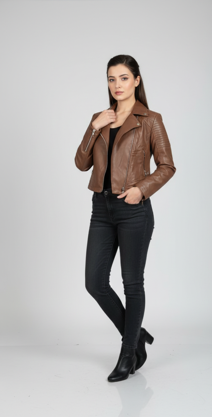 LJ 1023 Crop  Leather Jacket