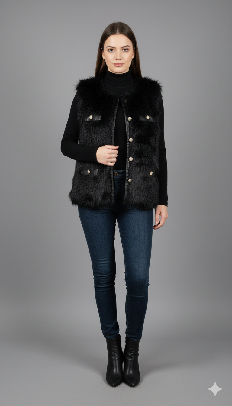 Imported Hair Sleeveless Jacket