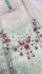 White Organza Double Shade Suit