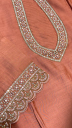 Dusty Pink Pineapple Neck Roman Silk suit