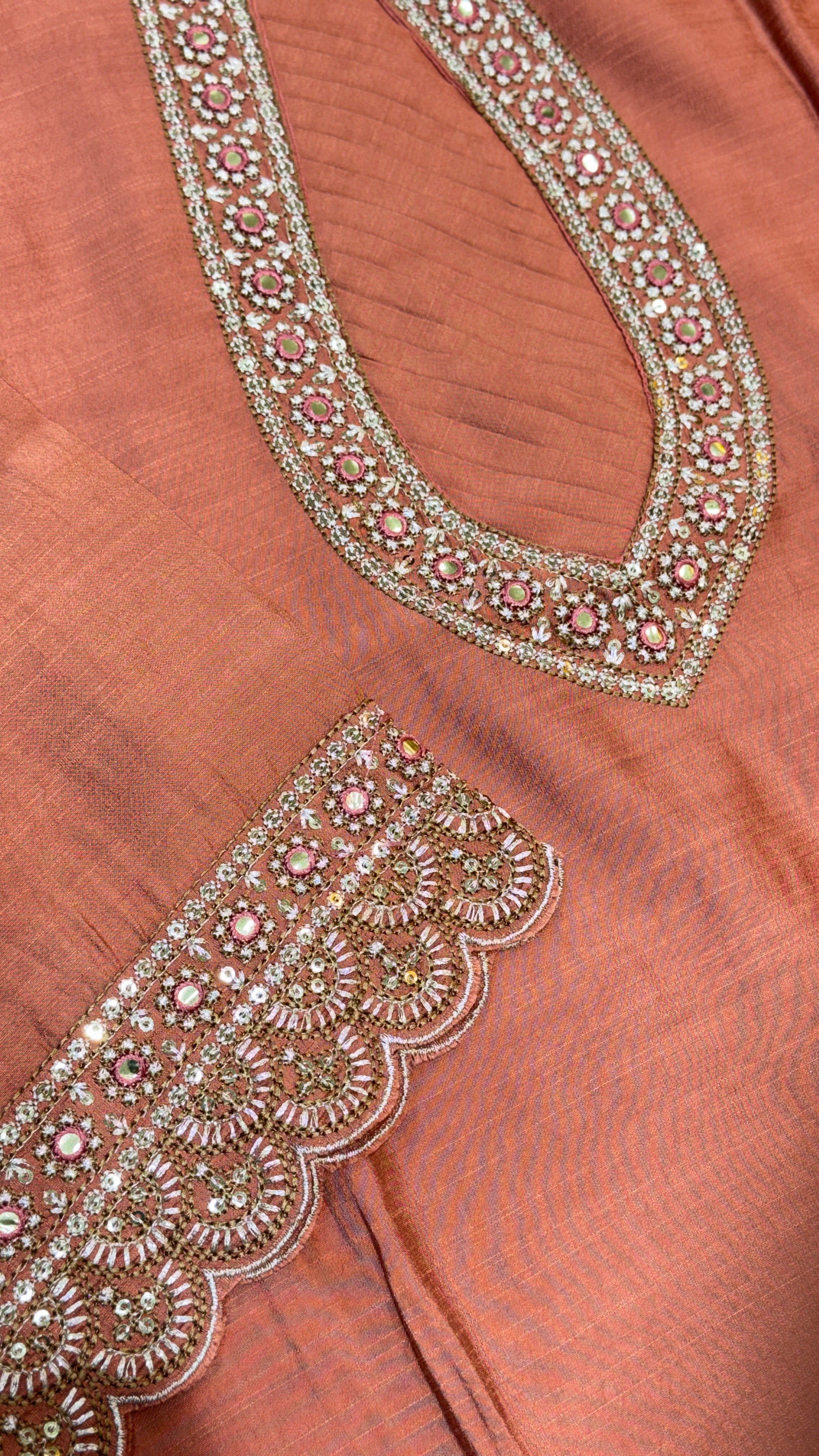 Dusty Pink Pineapple Neck Roman Silk suit