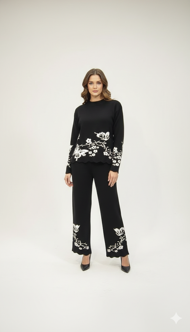 Black Woolen Co-ord Set Hover Image