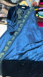 Peacock Blue Valvet Frok Suit