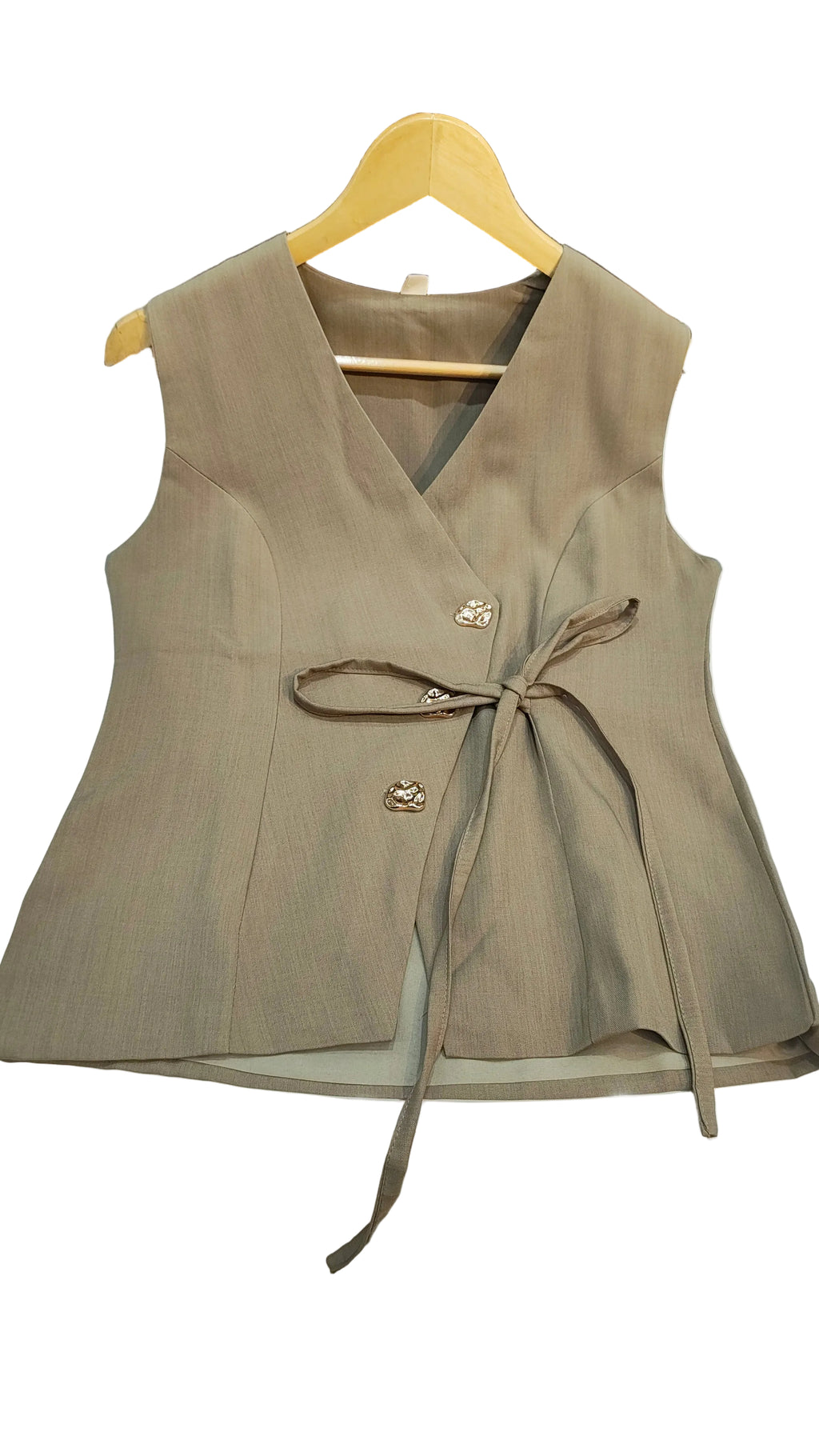 Sleeveless Imported Co-ord Set(Camel Colour)