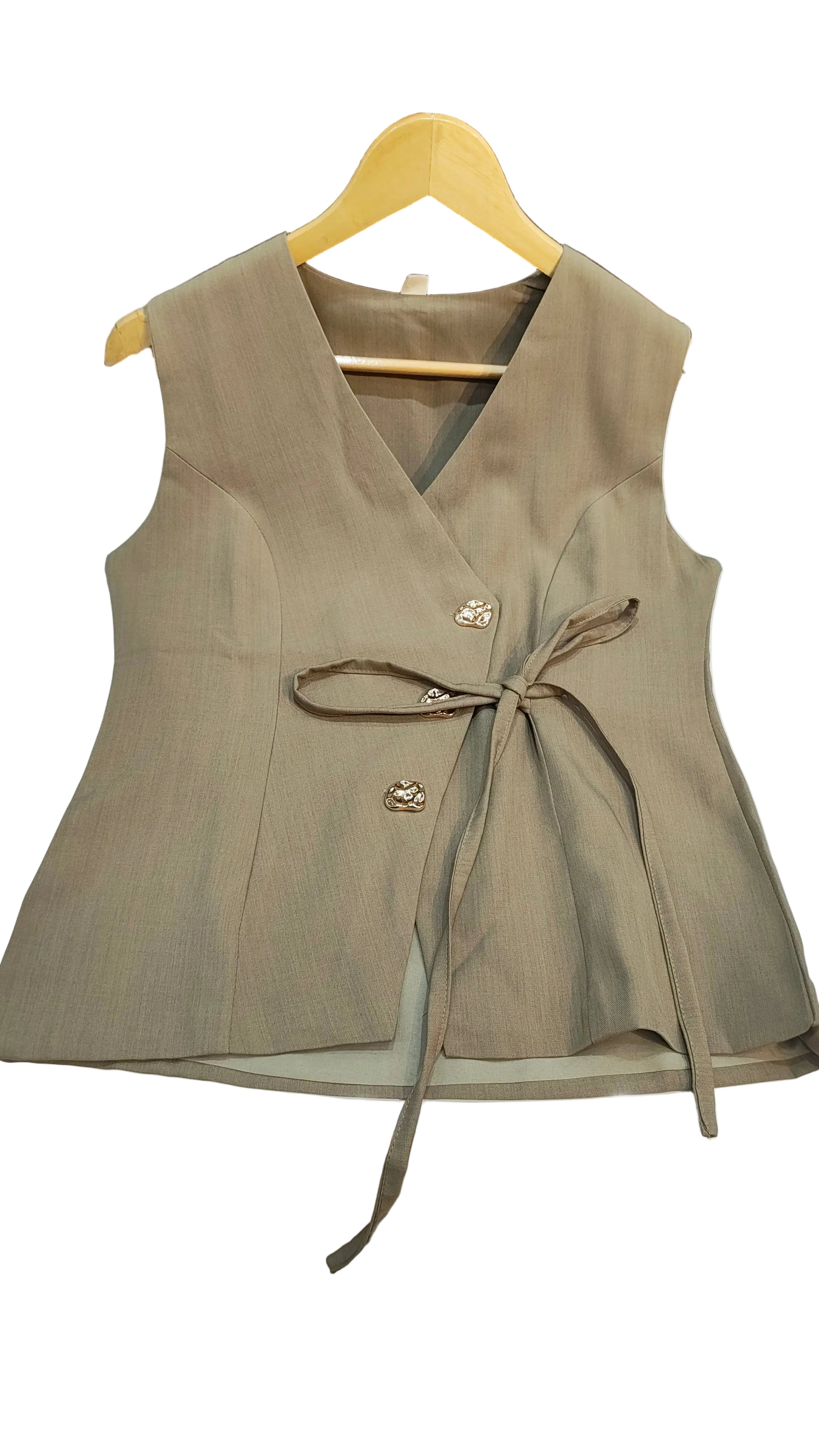 Sleeveless Imported Co-ord Set(Camel Colour)