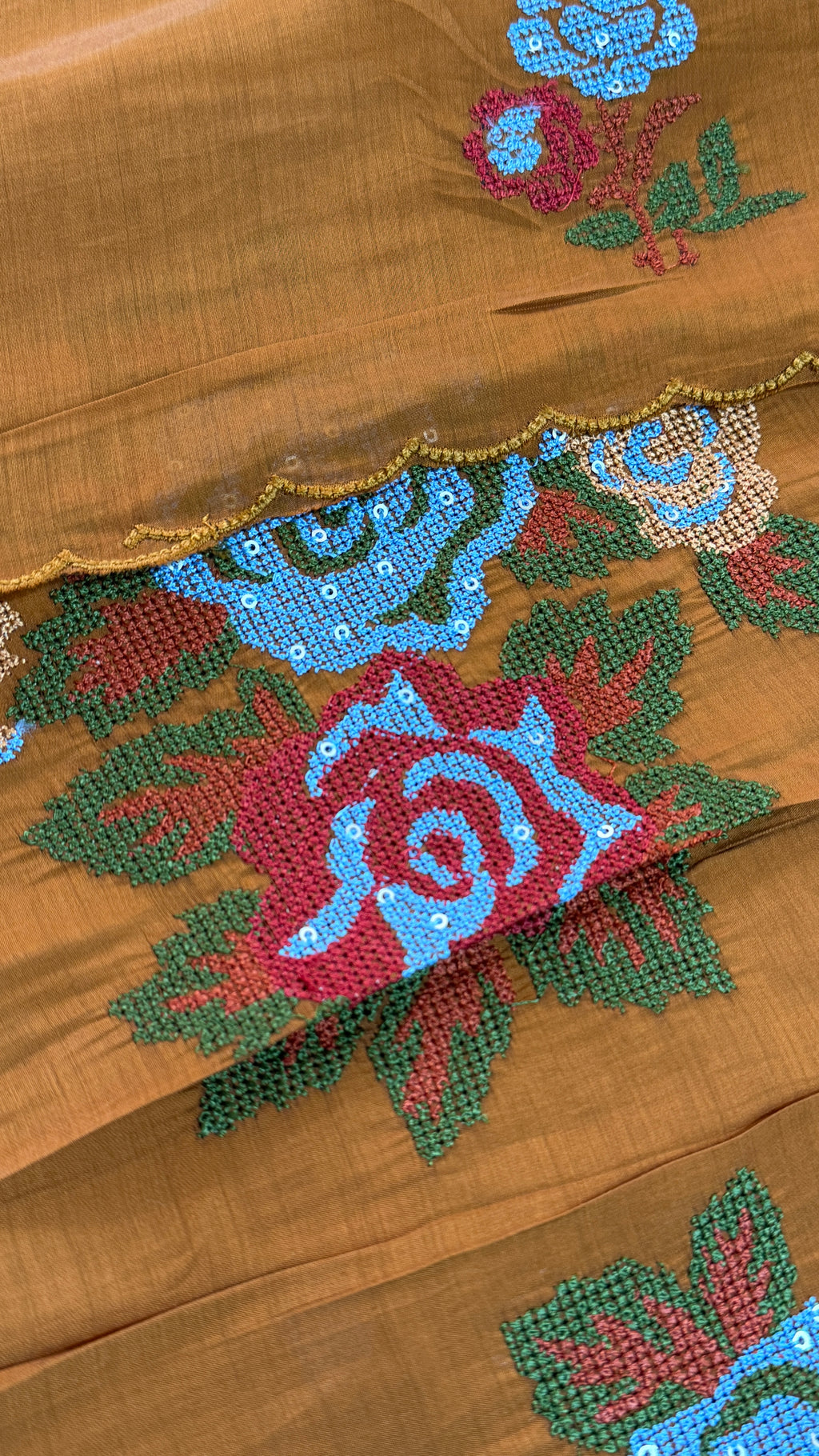 Burnt Orange Frok Suit with Thread Work