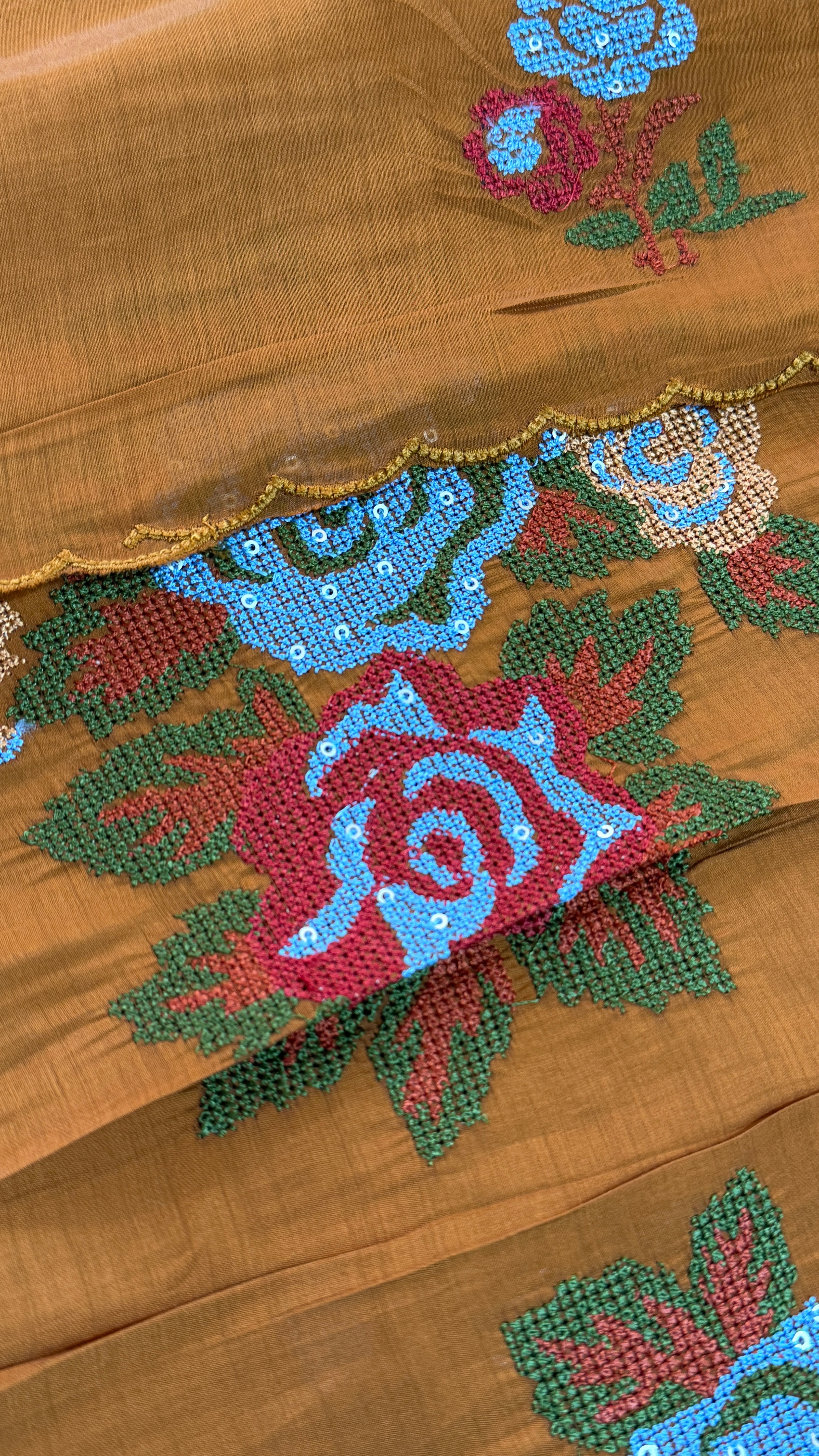 Burnt Orange Frok Suit with Thread Work