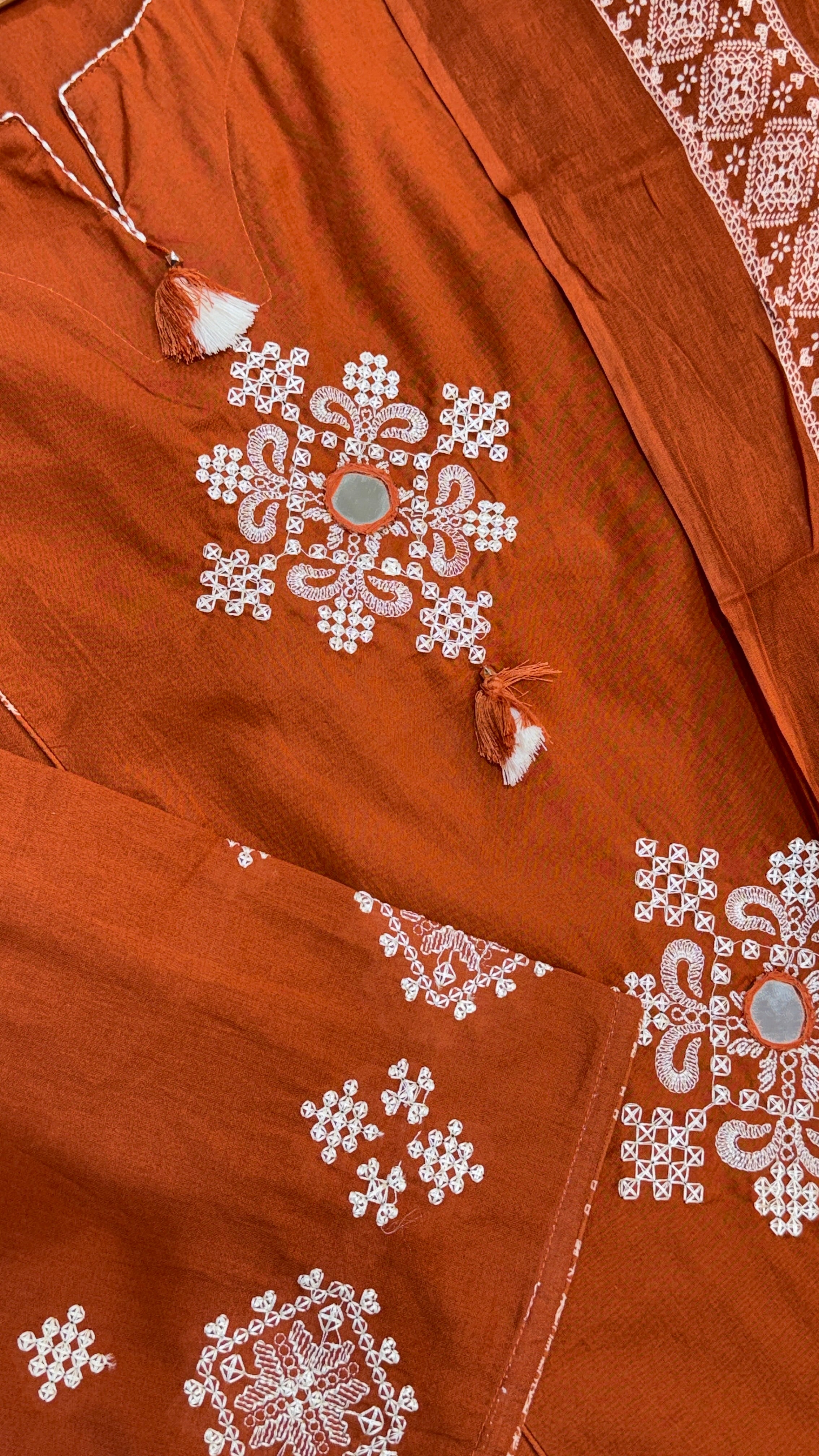 Mull Cotton Rust Orange Frok Suit