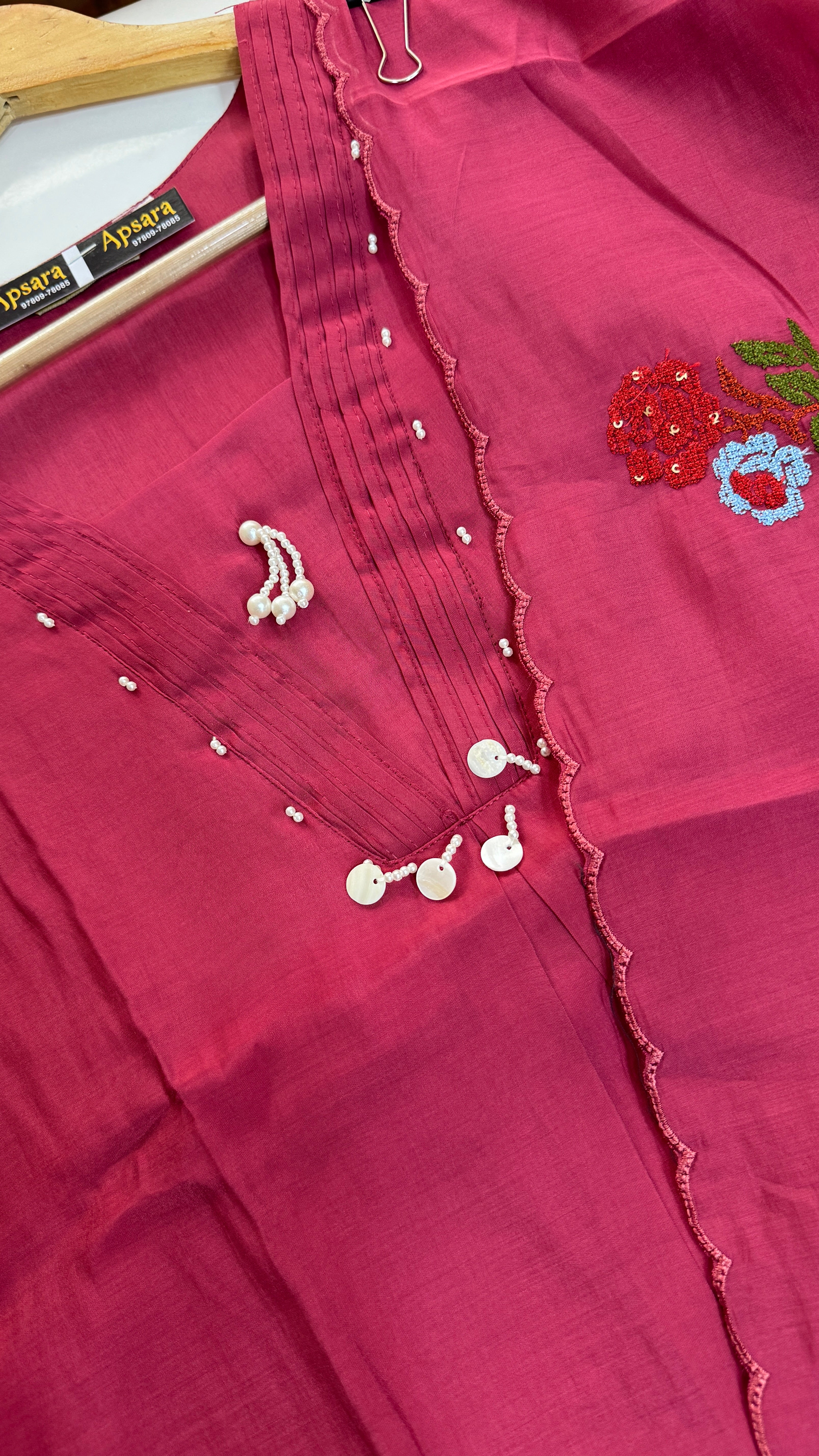Cinnamon Pink Frok Suit with Thread Work