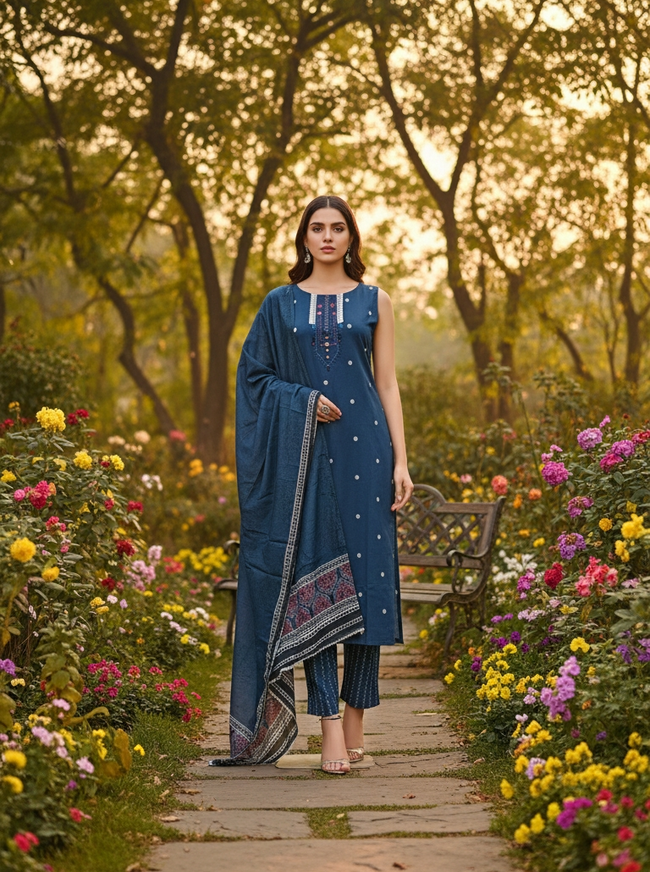 Lema-023 Pure Cotton Plazo Suit Hover Image