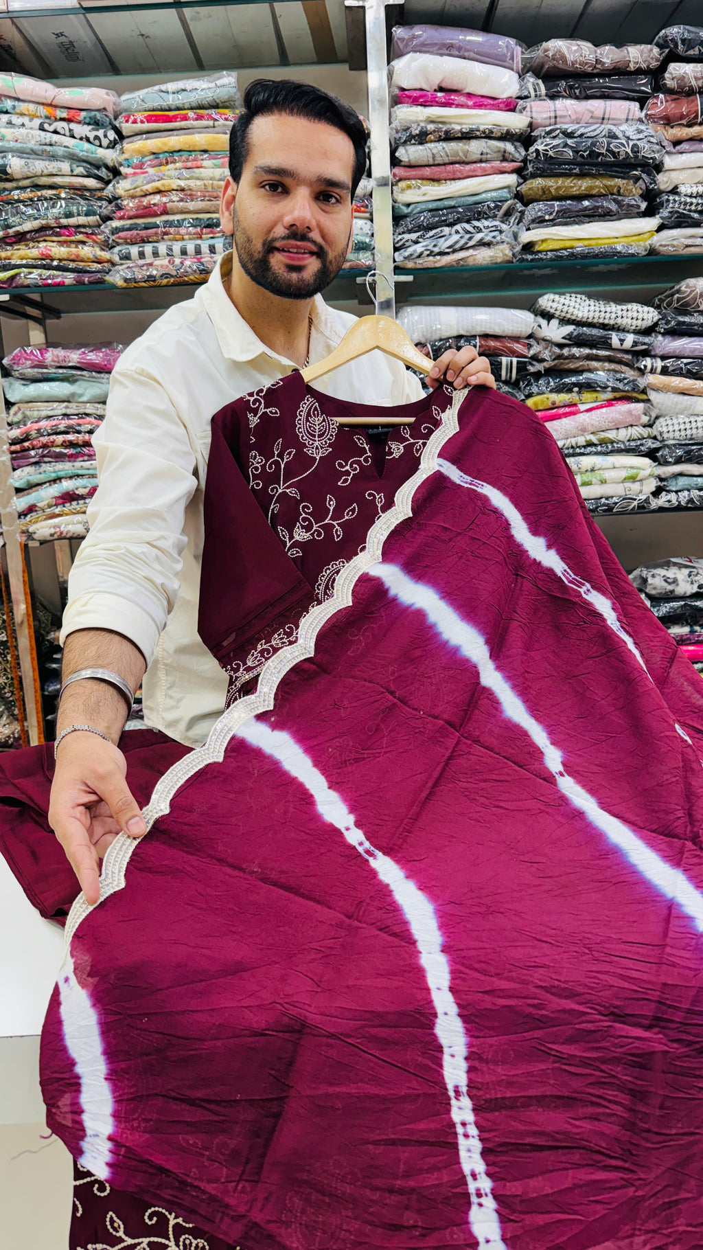 Maslin Embroidered Plazo Suit