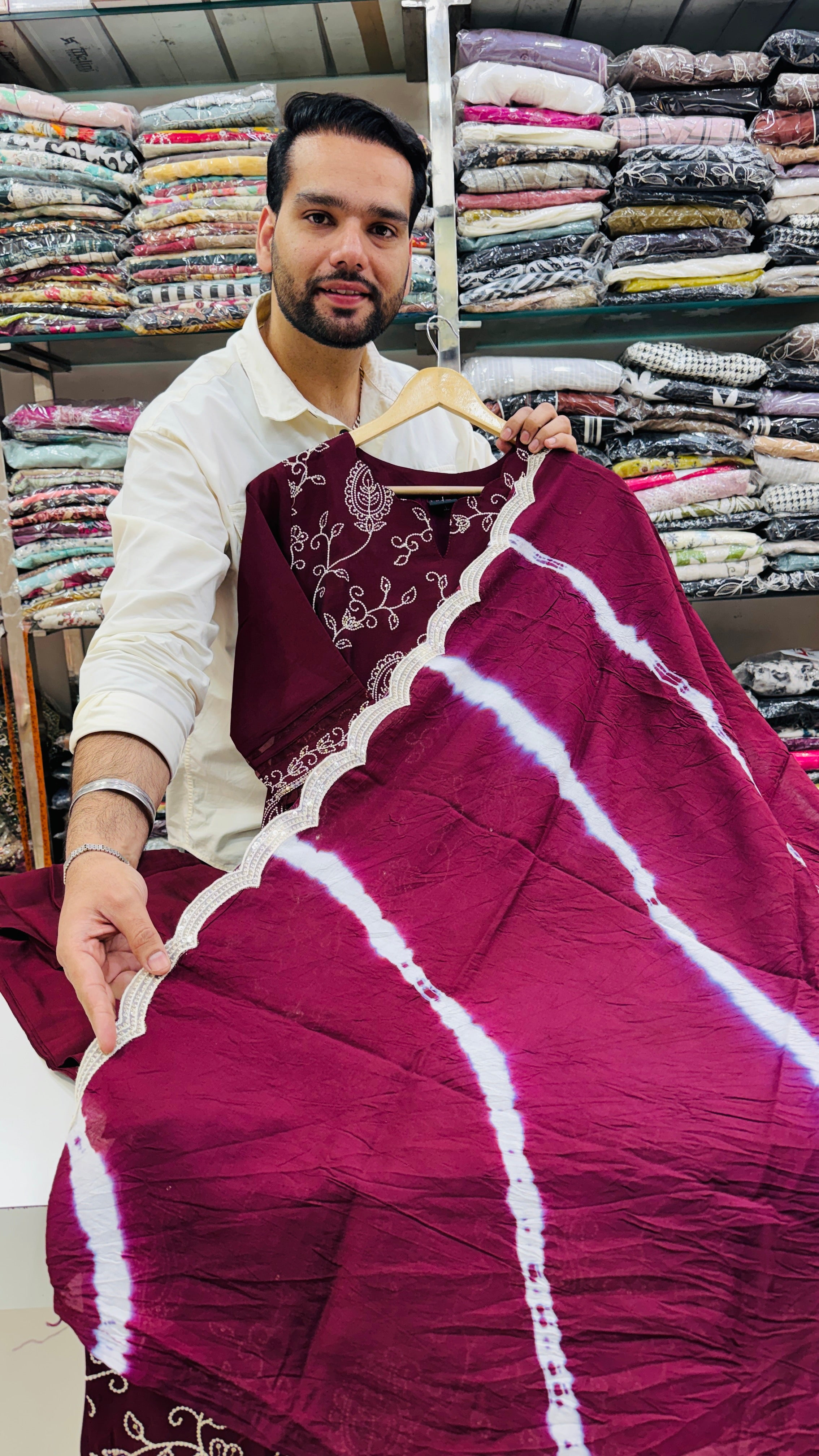 Maslin Embroidered Plazo Suit