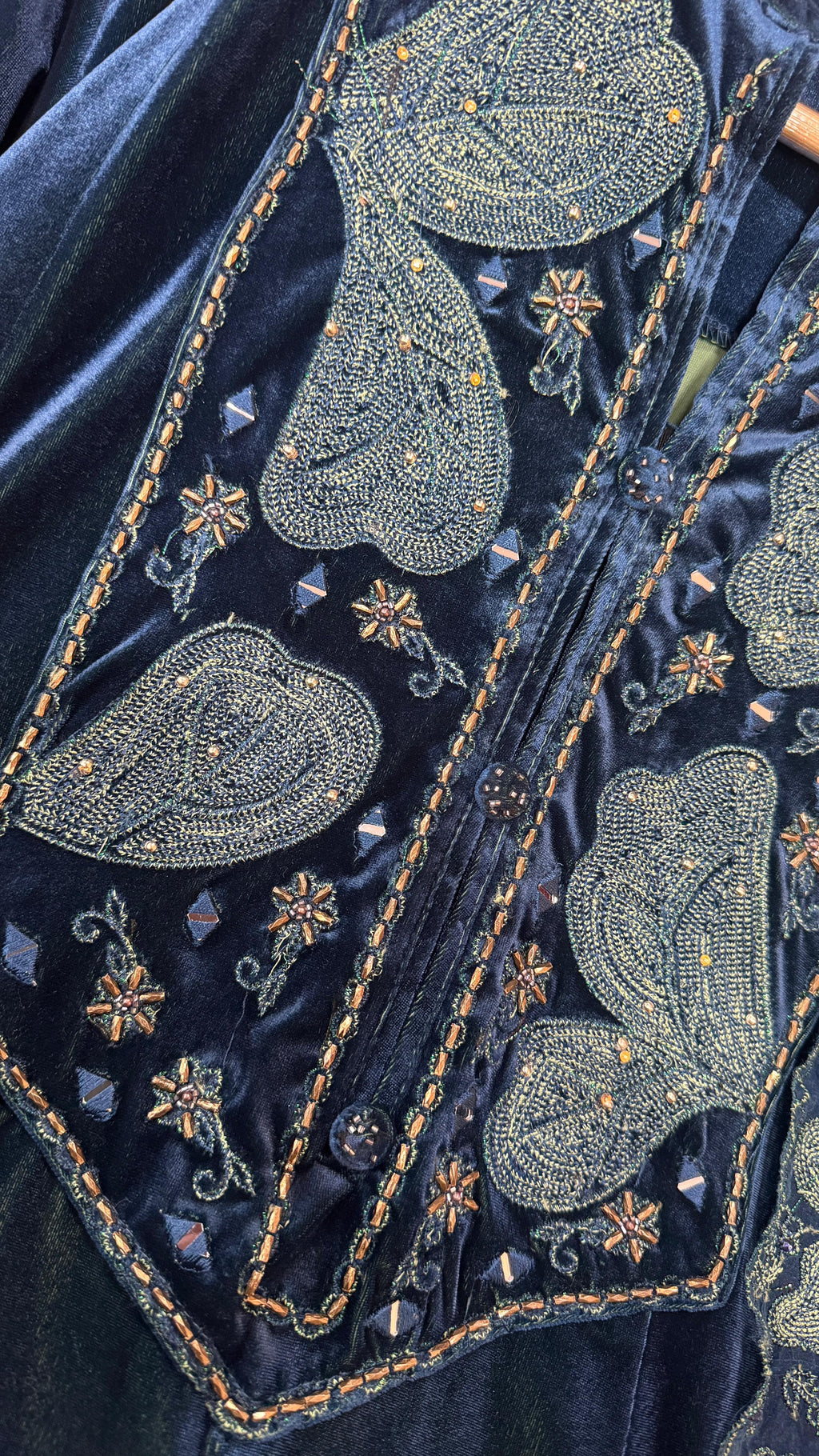 Peacock Blue Valvet Frok Suit