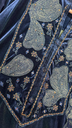 Peacock Blue Valvet Frok Suit
