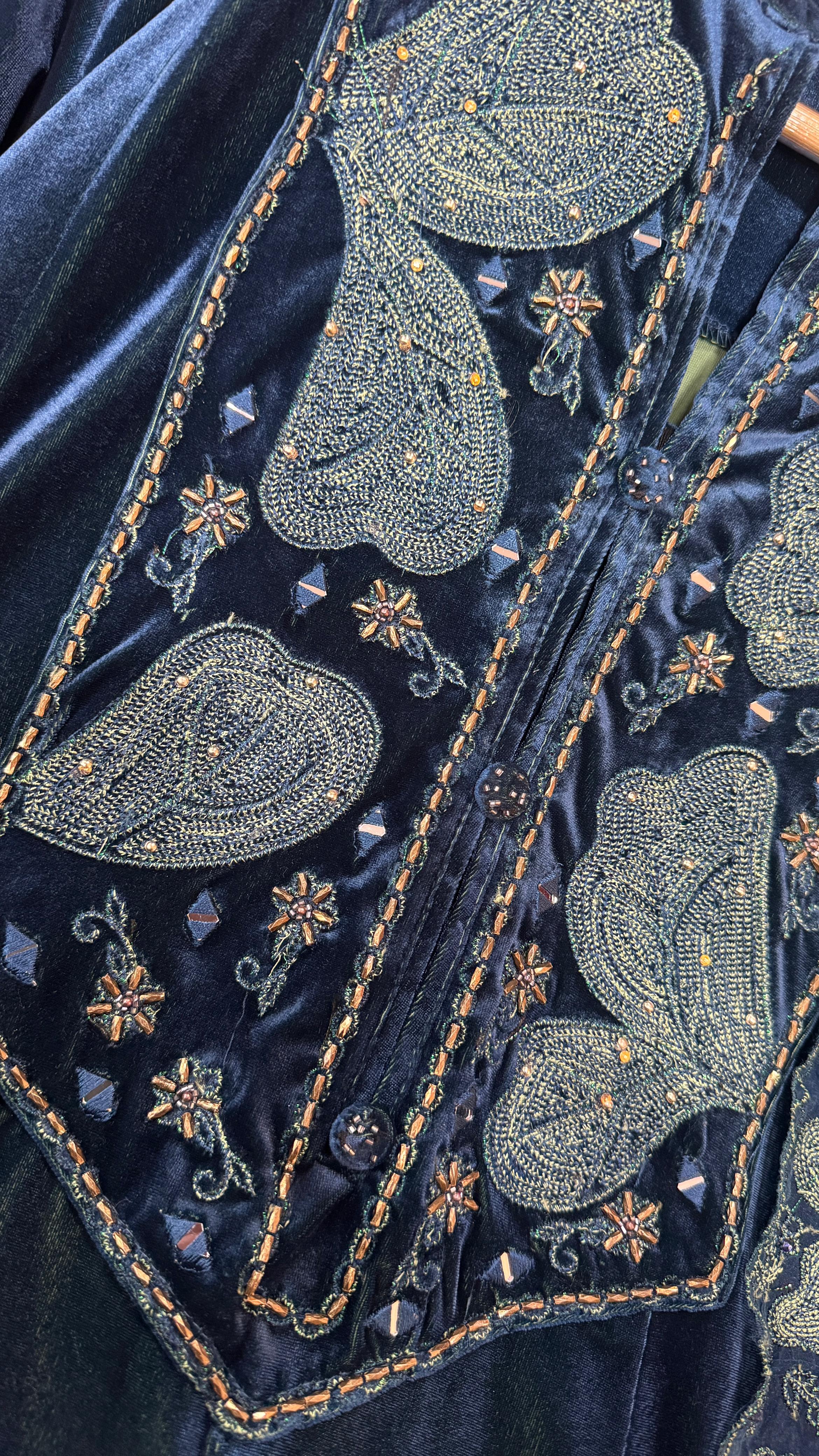 Peacock Blue Valvet Frok Suit