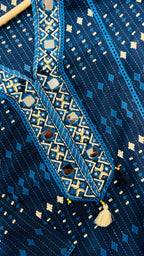 Pure Cotton Blue Mirror Work Suit