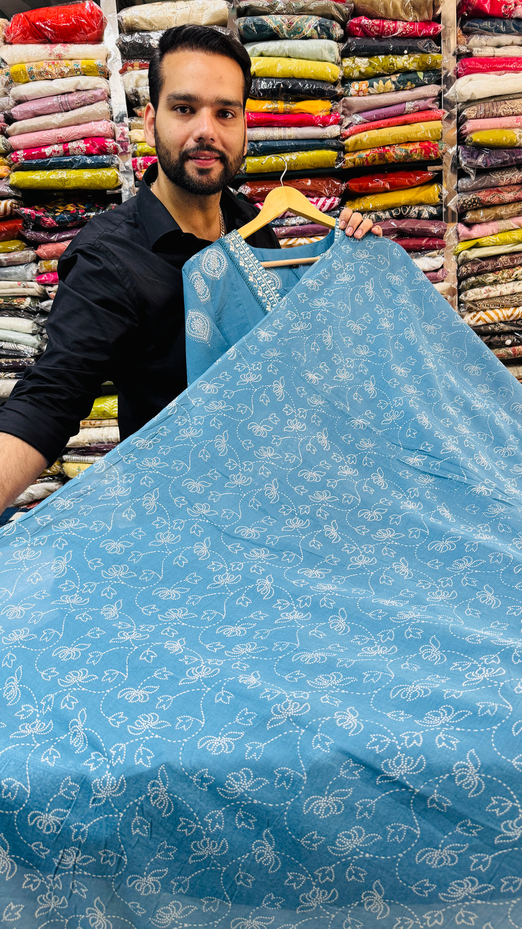 Anarkali | Pure Cotton Dusty Blue Frok Suit