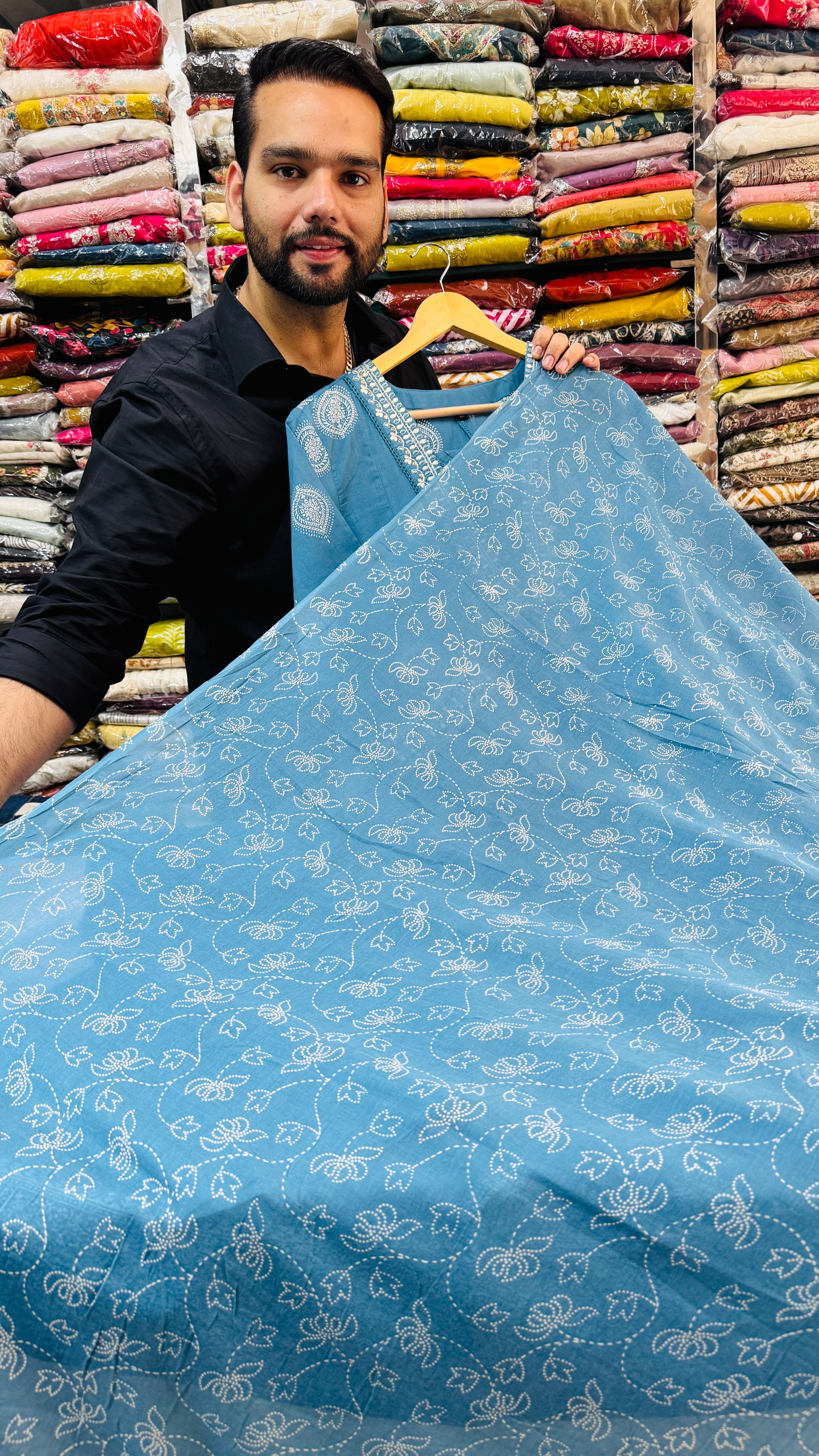 Anarkali | Pure Cotton Dusty Blue Frok Suit