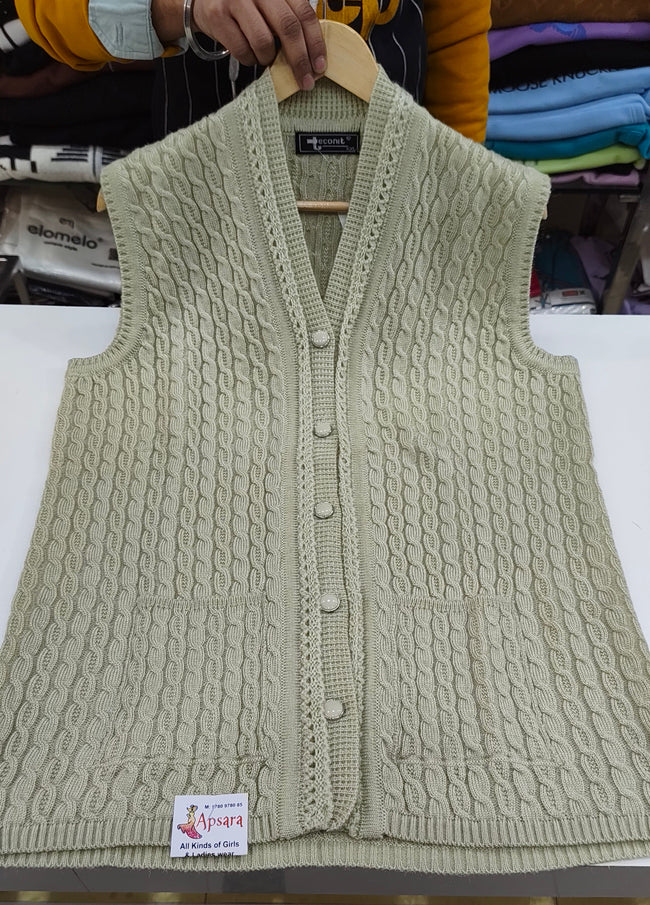 Self Design Sleevless Knitted Cardigan Hover Image