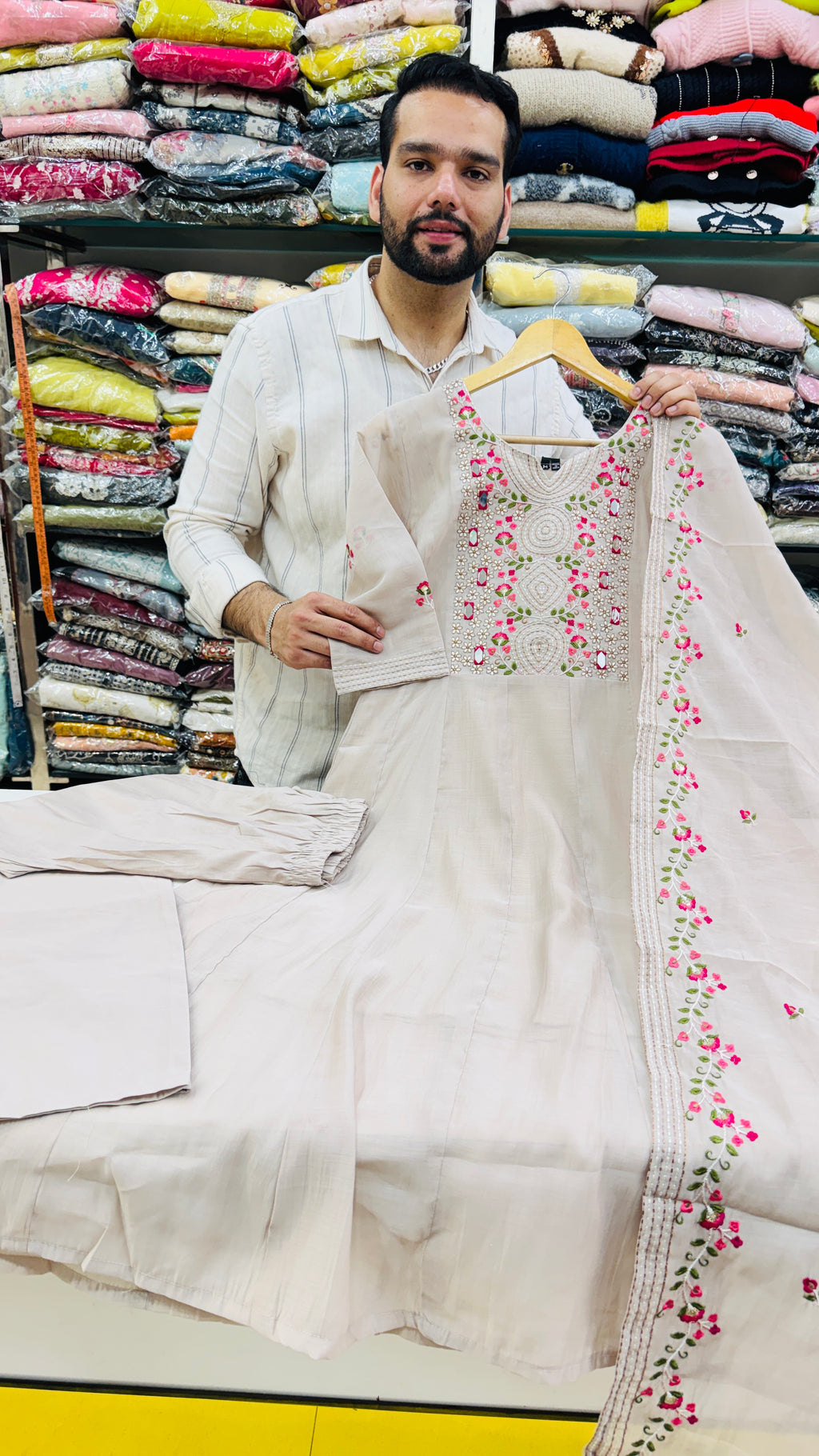 Mull Chanderi Ash Frok Suit