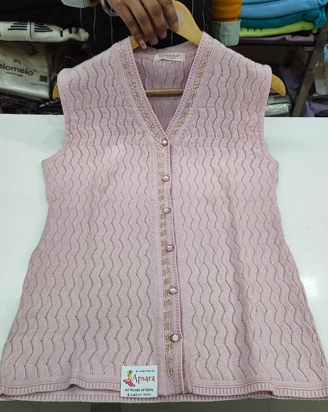 Lavender Sleevless Knitted Cardigan Hover Image