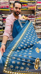 Teal Blue Printed Kurti Set with Dupatta (3-Piece Set)